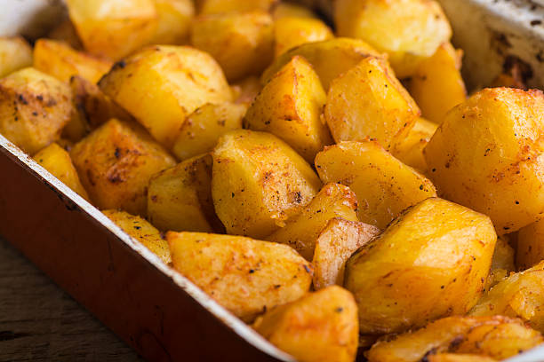 Baked potatoes stock photo