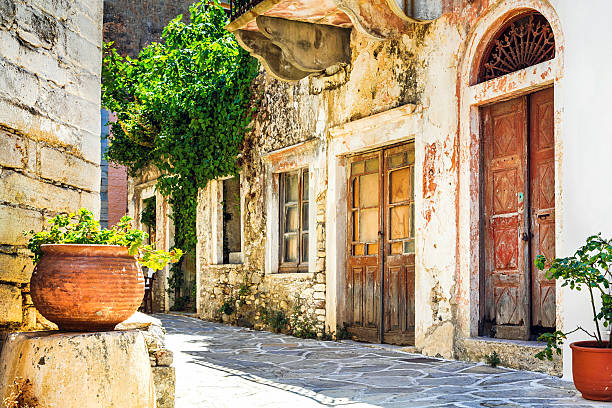 traditional greek villages, Chalki,Naxos island Charming narrow streets of traditional greek villages,Naxos island,Chalki. ancient villages stock pictures, royalty-free photos & images
