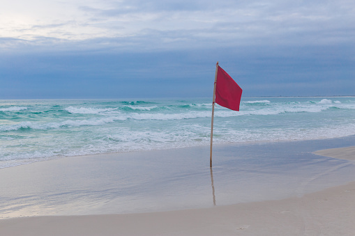 red flag on beach