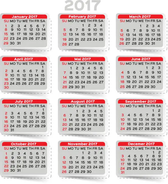 Vector illustration of 2017 Calendar