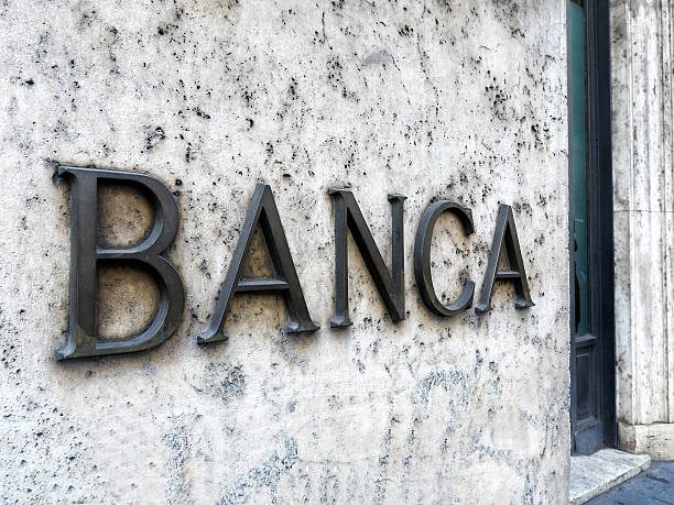 istock Bank entrance sign marble wall 626658012