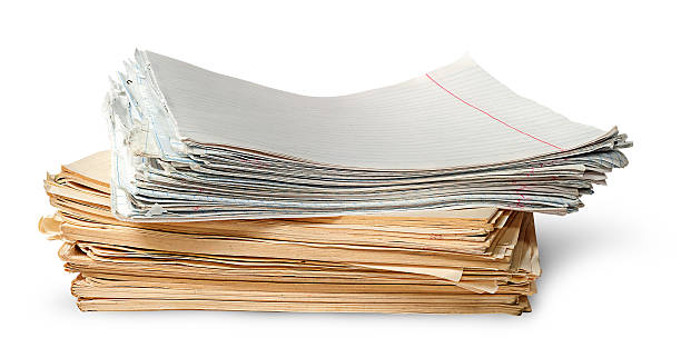 istock In front stack of old yellowed sheets of school notebooks 626666564