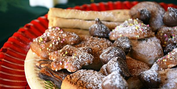 istock Christmas  gingerbread cookies decorated on a plate on a table 626666978