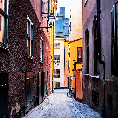 Cobblestoned streets of old town area - Gamla Stan.