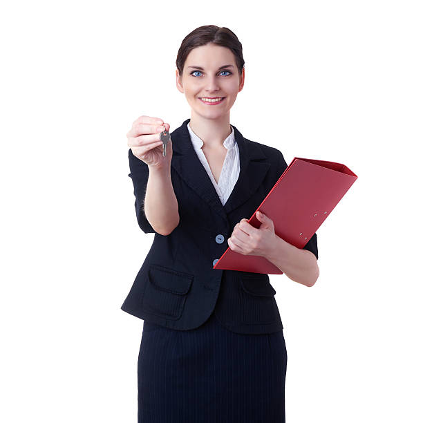 istock Smiling businesswoman standing over white isolated background 626679132