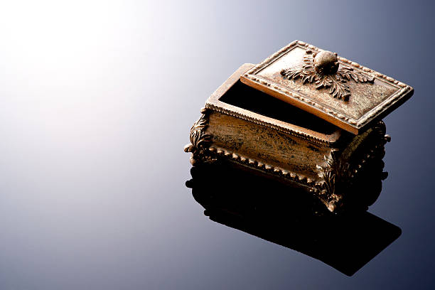 istock Jewellery box on black background 626682316