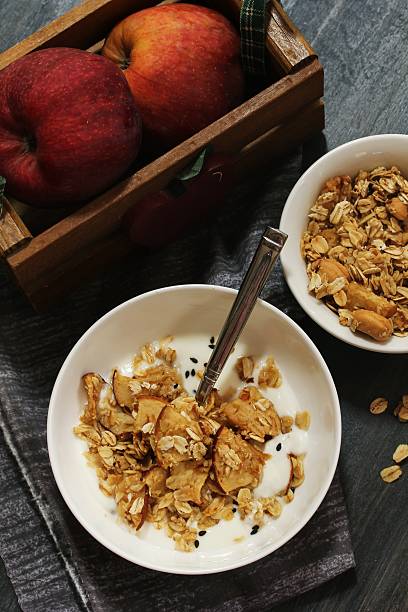 istock Homemade apple Granola top down view 626697208