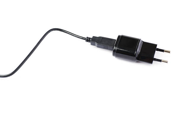 istock Black usb adapter charger isolated over the white background 626698268