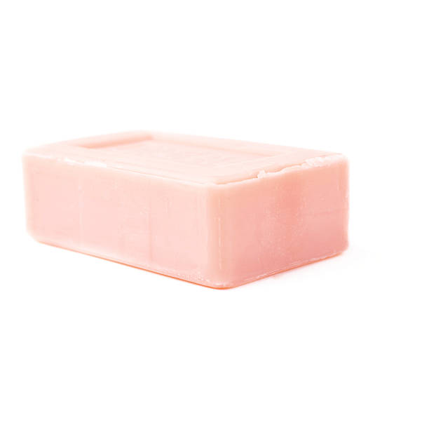 istock Pink soap bar isolated over white background 626700358