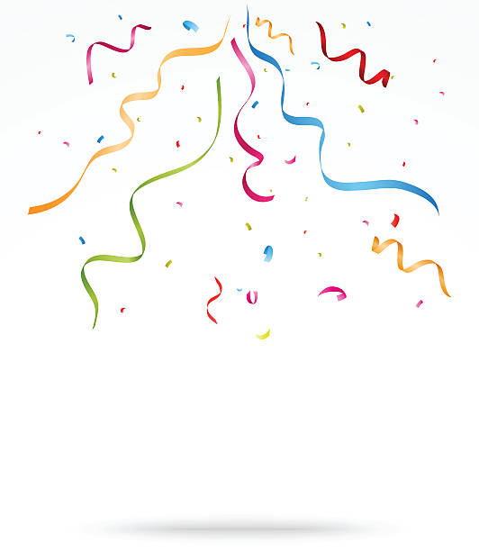 colorful party confetti o white background - 飄帶 插圖 幅插畫檔、美工圖案、卡通及圖標