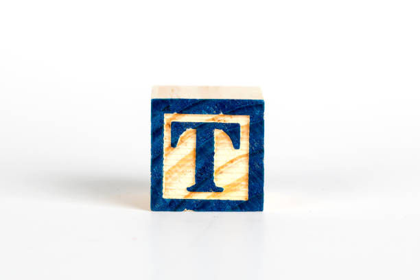 LETTER T alphabet cubes font , toy blocks with alphabet letters