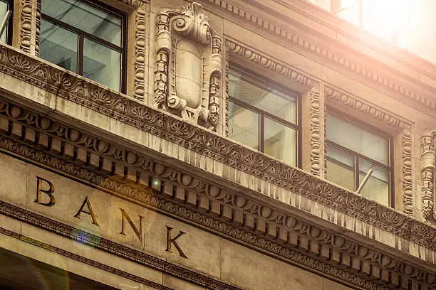 classic architecture details of a Bank building