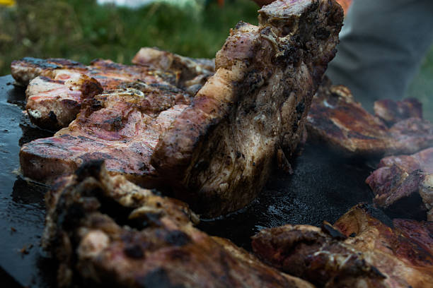 istock Grilling meat on wood stove 626724922