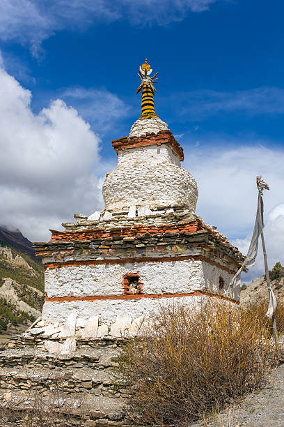 istock Traditional old Buddhist stupas on Annapurna Circuit Trek 626751772