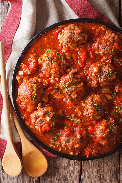 istock Tasty food: Meatballs albondigas with tomato sauce close-up 626752034