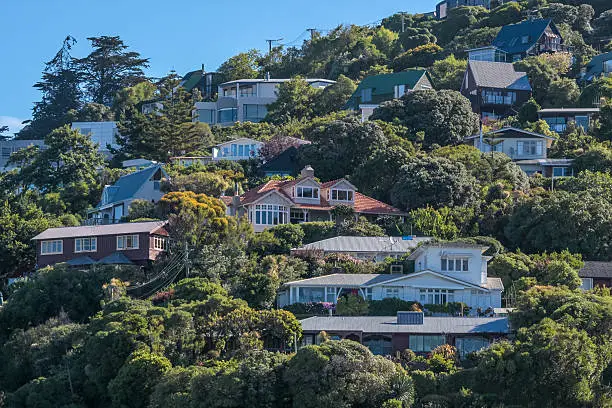 Residential area on Sumner Beach in Christchurch, South Island, New Zealand