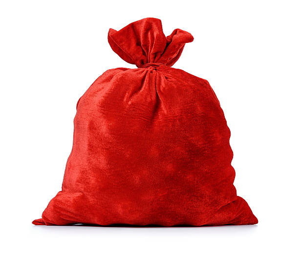 istock Santa Claus red bag full, on white background. 626754116