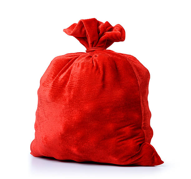 istock Santa Claus red bag full, on white background. 626755050