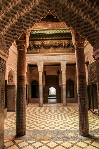 Interior of the old Telouet kasbah â former palatia residence of Glaoui tribe