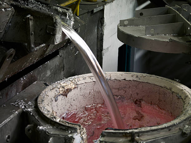 Pouring hot aluminum
