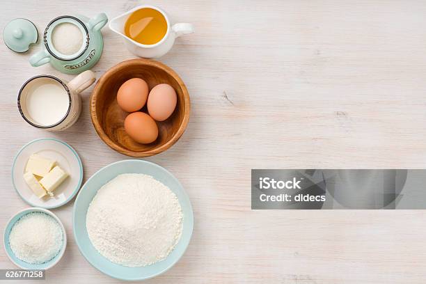 Baking Ingredients Background Baking Concept Top View With Copy Space Stock Photo - Download Image Now
