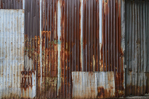 istock Old rusty zinc wall, rusty zinc barn wall 626771454