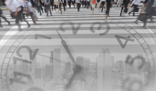 Digital Composite Image of City Commuters in Tokyo
