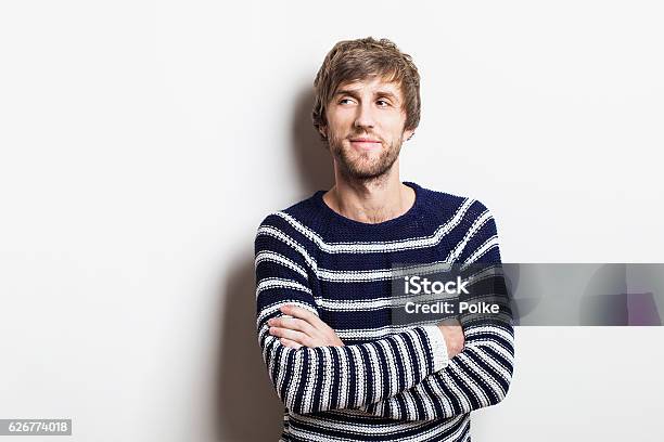 Handsome Man Studio Portrait Stock Photo - Download Image Now - Portrait, Looking Away, Men