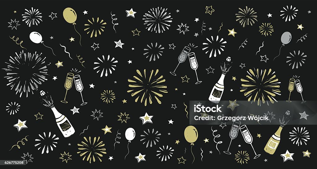 hand draw happy new year background hand draw happy new year background, eps 8 New Year's Eve stock vector