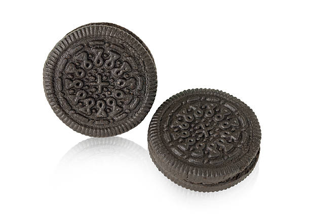 istock Chocolate cookie and cream  isolated on the white background. 626775824