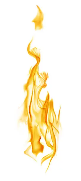 Photo of yellow column flame isolated on white