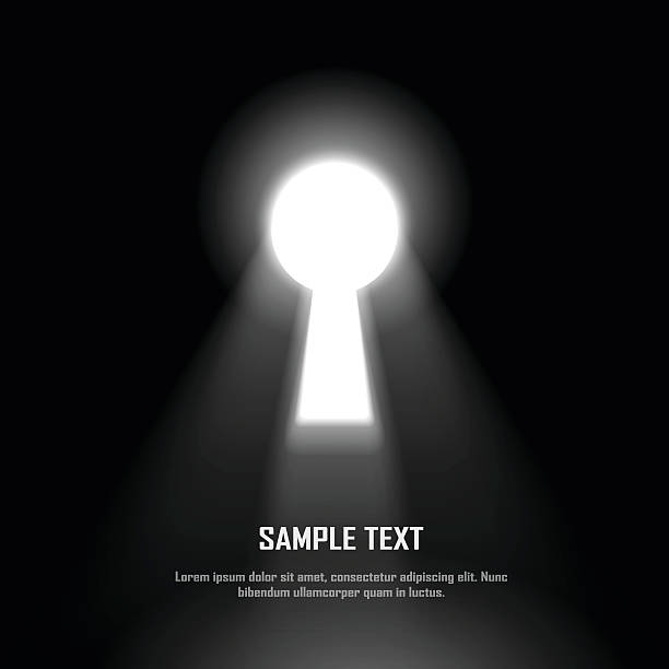 빛 효과와 블랙 월의 키 구멍 - enter key stock illustrations