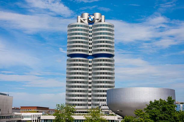 Munich, Germany - May 24, 2008: BMW Headquater Office Building, built 1968-1973, height 99,5m, Austrian Architect Karl Schwanzer