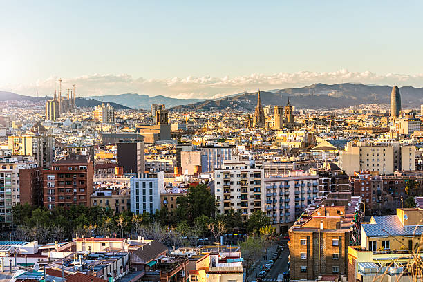 istock Skyline Barcelona at sunset 626780860