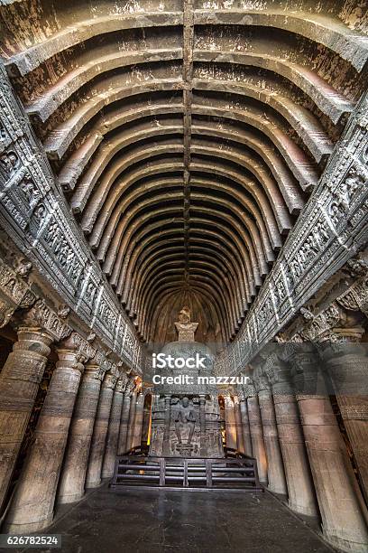 Statue Of Buddha In Ajanta Caves Near Aurangabad Maharashtra St Stock Photo - Download Image Now