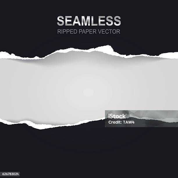 Seamless Ripped Paper And White Background With Space For Text Stock Illustration - Download Image Now