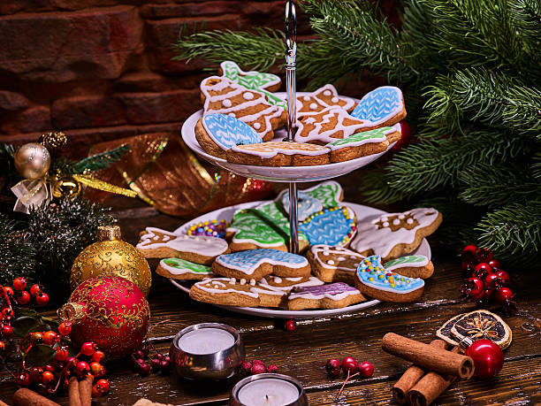 istock Christmas gingerbread cookies on Tiered Cookie Stand. 626783360