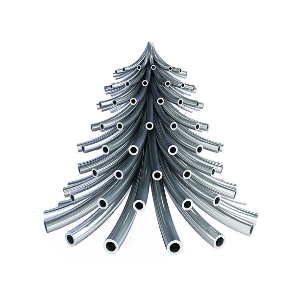 Christmas tree metal pipe stock photo