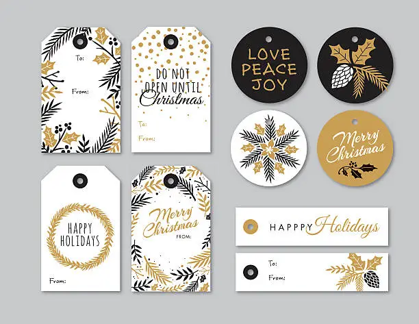 Vector illustration of Set of Christmas and holiday tags