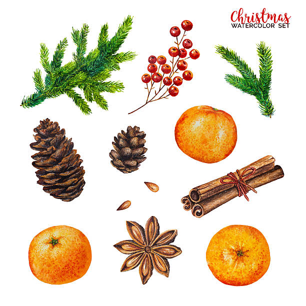 istock Watercolor christmas set isolated on white background 626784880