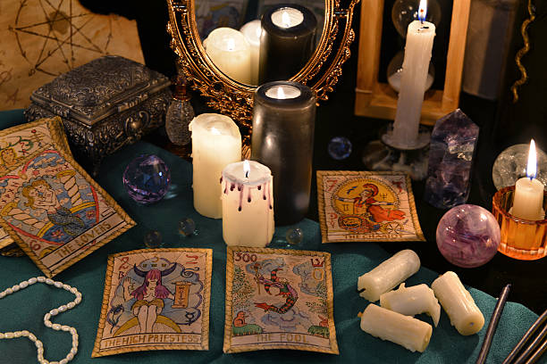 istock Magic still life with crystals, the Tarot cards and candles 626786066