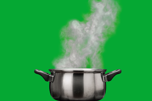 steam over cooking pot