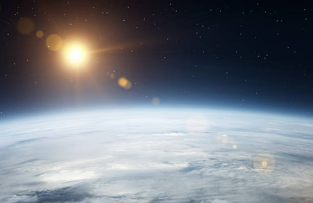 pianeta terra dall'alto - satellite view earth globe sunrise foto e immagini stock