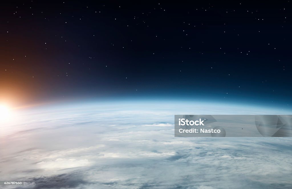 Planet earth from above Planet earth at sunrise, seen from the space Globe - Navigational Equipment Stock Photo