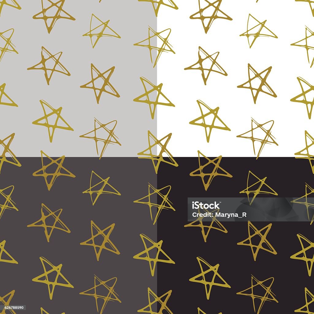 Star Pattern Colour In Ink Hand Drawn Stars Seamless Pattern In Different Color Variations ...