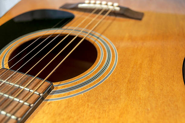 istock Acoustic guitar with sound hole and pickguard 626789026
