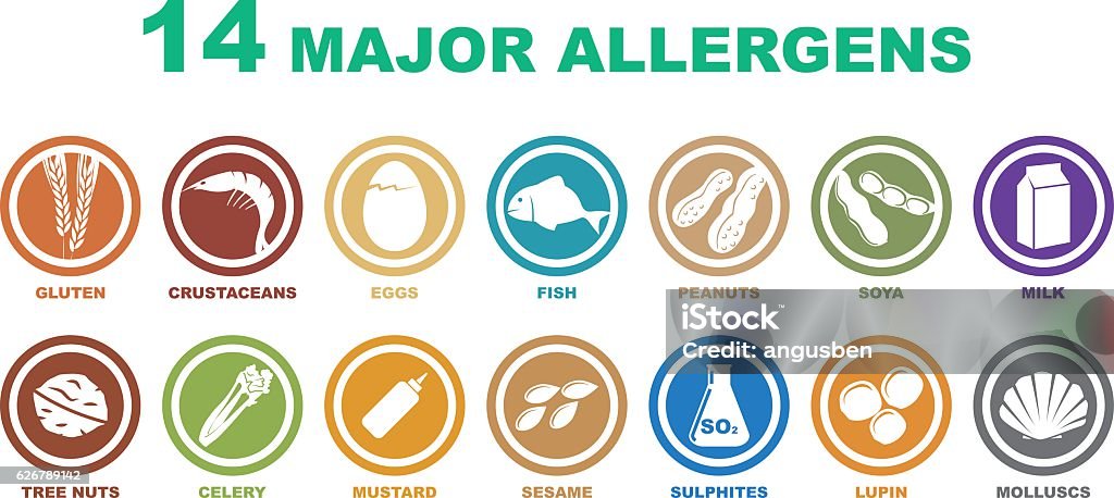 Satz wichtiger Allergen-Symbole - Lizenzfrei Pollen Vektorgrafik