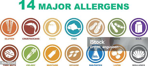 Satz Wichtiger Allergensymbole Stock Vektor Art und mehr Bilder von Pollen - Pollen, Speisen, Allergie