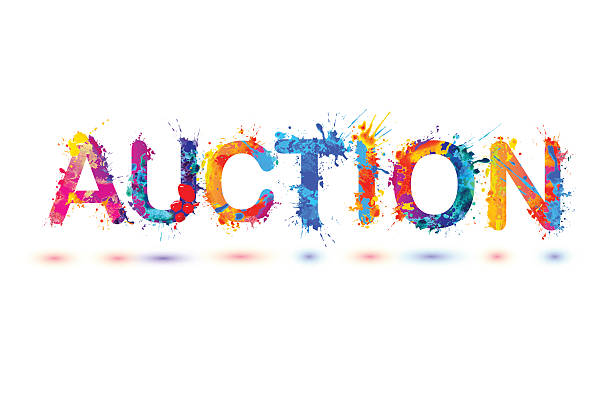 ilustrações de stock, clip art, desenhos animados e ícones de auction. splash pain sign - bidder