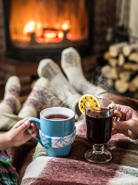 istock Warming and relaxing near fireplace. 626799222